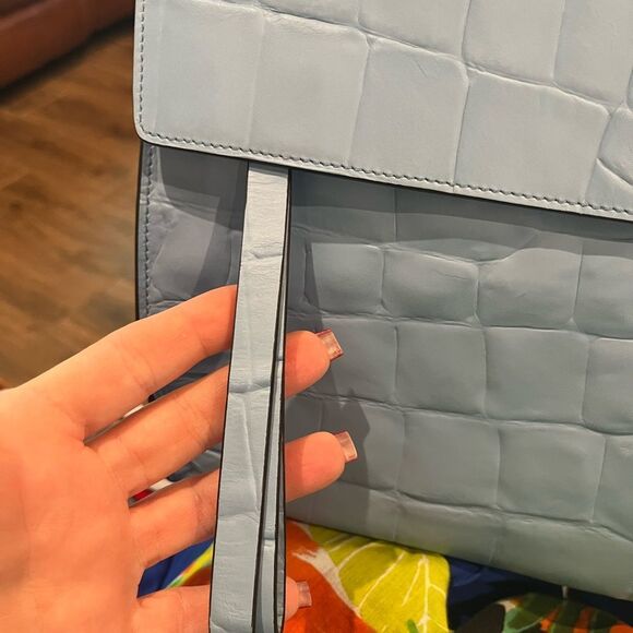 NEW Salvatore Ferragamo embossed blue large Studio bag purse - Picture 5 of 9